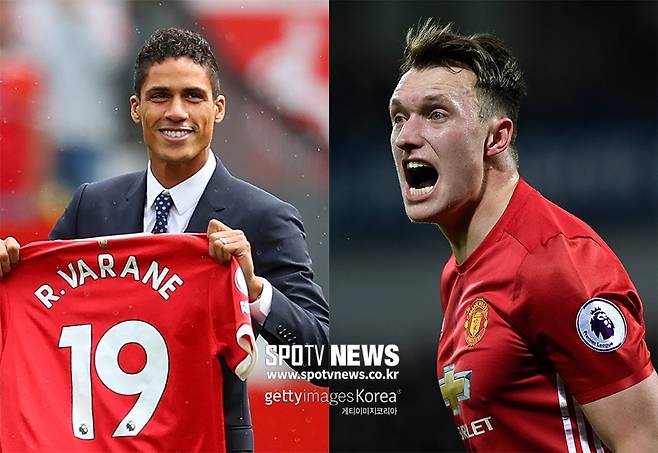 ▲ '맨유 신입생' 라파엘 바란(왼쪽)과 4번 주인공 필 존스(오른쪽)