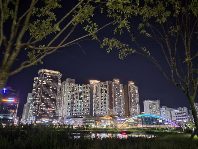 기자가 찍은 경기 하남 미사 수변 공원의 야경 /정혜진기자