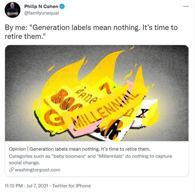 '세대 레이블을 불태워라' 필립 코언 교수 트위터 캡처