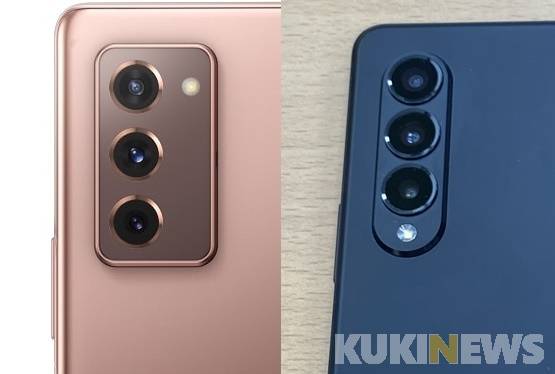 갤럭시Z폴드2(왼쪽)과 갤럭시Z폴드3 후면 카메라