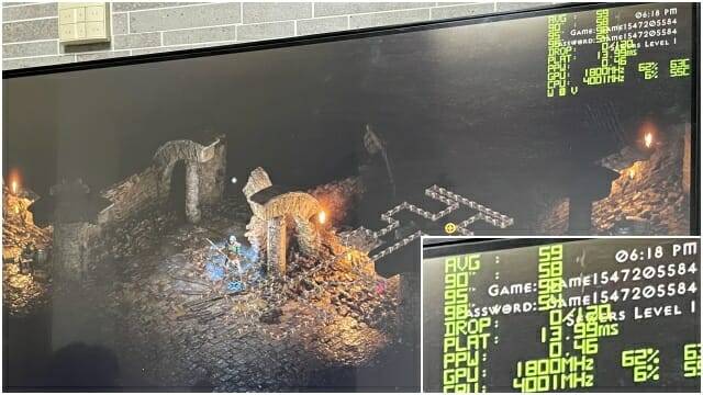 4K TV에서 실행하면 초당 평균 프레임이 60프레임대로 고정된다. (사진=지디넷코리아)