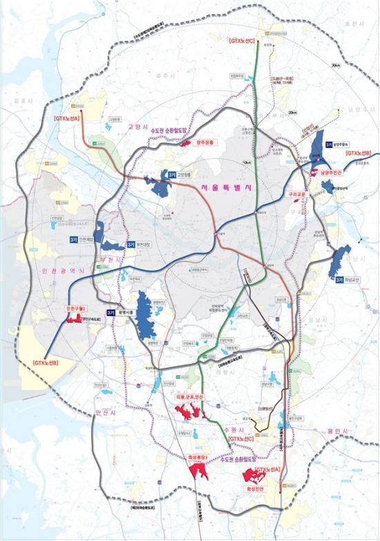 수도권 신규 공공택지 위치도 / 국토교통부 제공.