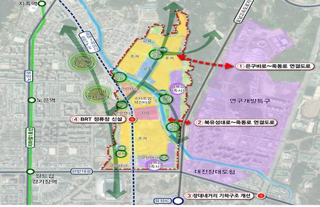 7천호 주택 공급 지구로 선정된 대전 죽동 2지구. 대전시 제공
