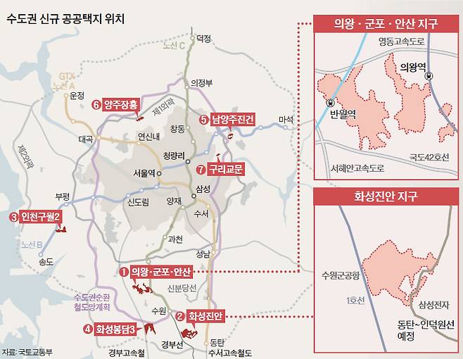 수도권 신규 공공택지 위치