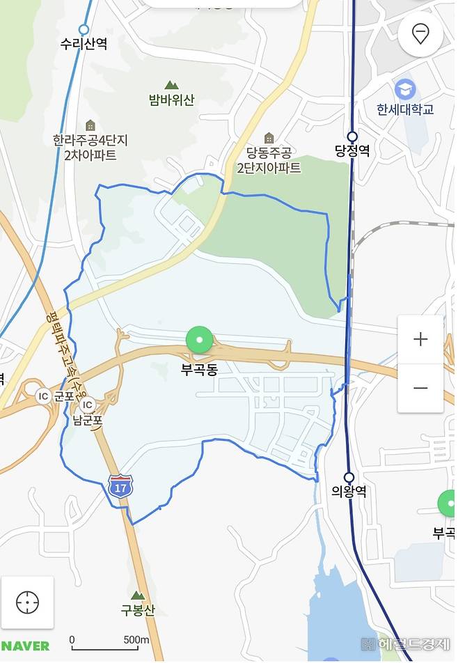 의왕역 1번 출구쪽 부곡동.[네이버지도 갈무리]