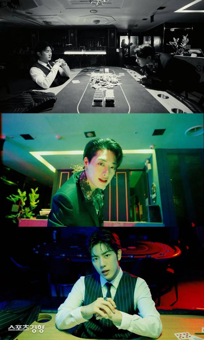 그룹 골든차일드 멤버 태그와 김지범의 유닛곡 ‘게임’의 뮤직비디오 주요 장면. 사진 울림엔터테인먼트