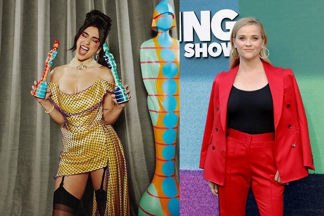 (왼쪽부터)팝가수 두아 리파, 할리우드 배우 리즈 위더스푼. (사진=두아리파 인스타그램, AFP)