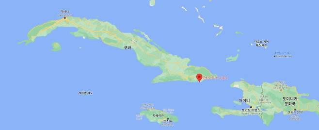 쿠바 관타나모만에 있는 관타나모 수용소 위치. 구글지도 캡쳐