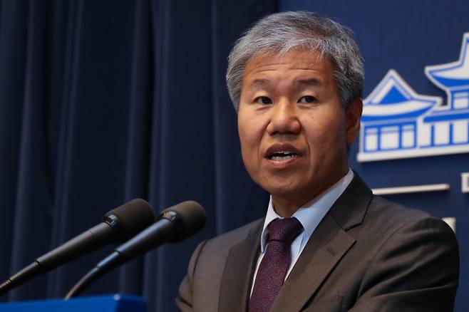 2018년 대통령비서실 정책실장 시절 기자간담회 모습. <매경 DB>