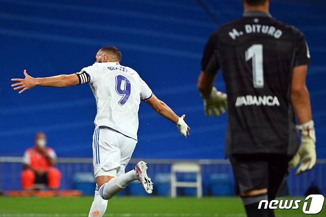 카림 벤제마가 셀타 비고전에서 해트트릭을 성공했다. © AFP=뉴스1