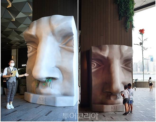 칠레이스트 섬의 모아이상이 와 있는 듯한 설치작