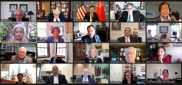 친강 주미 중국대사(맨위 가운데).