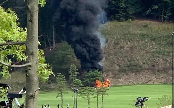 13일 오후 용인 처인구의 한 골프장 전동카트에서 화재가 발생했다/독자 제공