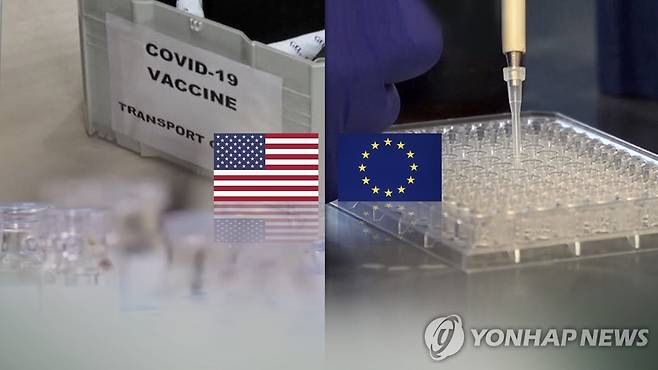 美·EU, 인구절반 백신 접종 완료…이젠 부스터샷? (CG) [연합뉴스TV 제공]