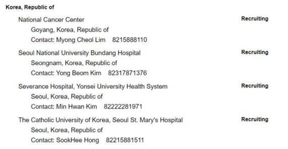 전 세계 임상 확인 사이트 'US national libarry of mdeicine' 발췌. 사진=OQP바이오