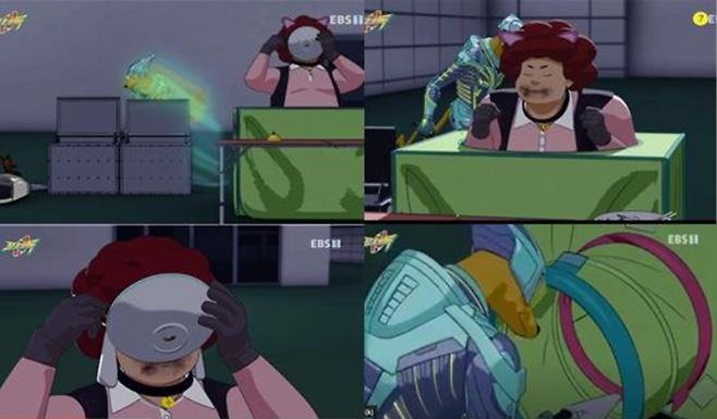 ▲ 먹는 자리에서 배변을 하는 모습. EBS 애니매이션 '포텐독' 한 장면