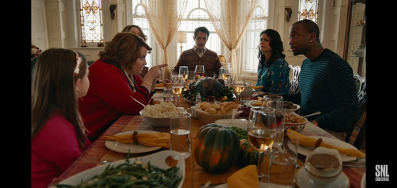 A 2015 skit titled "A Thanksgiving Miracle" from American comedy show "Saturday Night Live," which shows relatives clash over various topics during a Thanksgiving family reunion. [SCREEN CAPTURE]