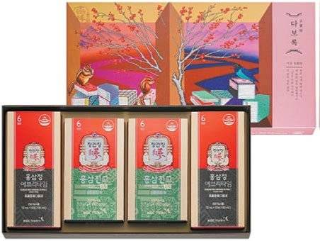 KGC인삼공사는 전통에 품격을 더한 선물세트 ‘다보록’을 선보였다. 책가도 모티프의 디자인을 삽입해 고급스러움을 더했다. [사진 KGC인삼공사]