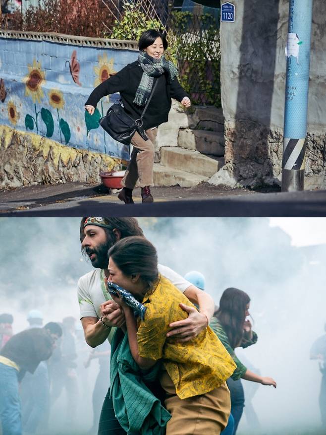 영화 ‘찬실이는 복도 많지’와 ‘트라이얼 오브 더 시카고7’ 한 장면, 사진제공|찬란, 넷플릭스