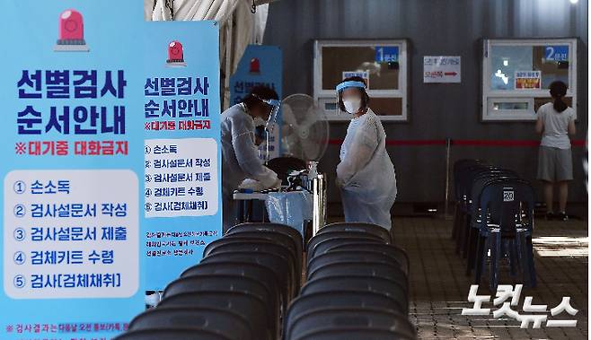 코로나19 임시선별검사소에서 의료진이 준비를 하고 있다. 황진환 기자