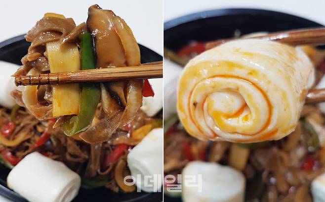‘채소가든 고추잡채 꽃빵’ 시식 모습.(사진=김범준 기자)