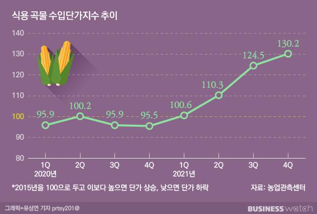 올해까지는 곡물 가격 안정이 이뤄지기 어렵다는 분석이 많다. /그래픽=유상연 기자 prtsy201@