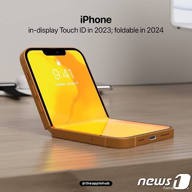 애플 폴더블폰 컨셉 이미지 <출처=애플허브 트위터> © 뉴스1