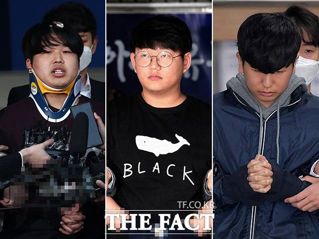 지난해 사회적 파문을 일으켰던 'N번방-박사방'의 주범인 '박사' 조주빈과 '갓갓' 문형욱, '부따' 강훈이 신상공개결정에 따라 취재진 앞에 모습을 드러냈다. 세 사람은 각각 징역 43년, 징역 34년, 징역 15년을 선고받았다. /이새롬·이선화 기자