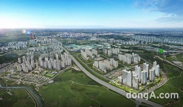 동문건설 평택 지제역 동문 디 이스트 항공조감도