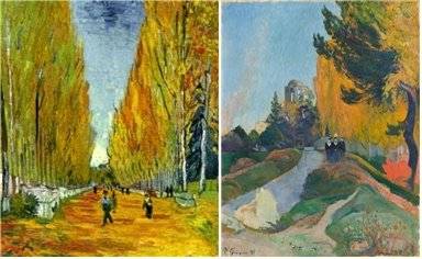 고흐의 알리스캉(좌), 개인 소장. 고갱의 알리스캉(우), 오르세뮤지엄 소장.