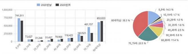 지난해 연령별 폐렴환자 현황(출처=건강보험심사평가원)