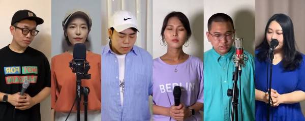 축복교회 소속 JM 찬양팀 멤버들이 유튜브 ‘JM_Official’ 채널을 통해 찬양을 부르고 있는 모습.