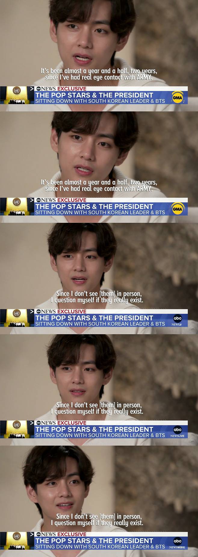 "아미, 가장 그리워" 방탄소년단 뷔, 가슴 뭉클 감동 팬사랑..美 ABC 뉴스 인터뷰