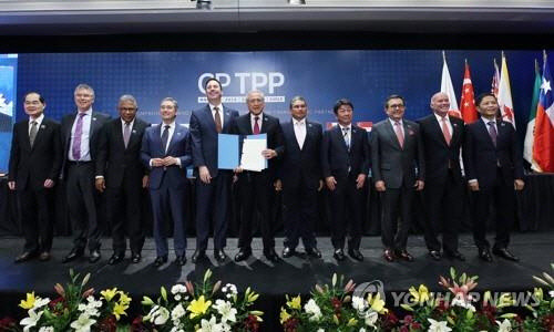 2018년 3월 칠레 산티아고에서의 CPTPP 서명식. <EPA=연합뉴스>