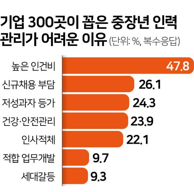 기업 300곳이 꼽은 중장년 인력관리가 어려운 이유