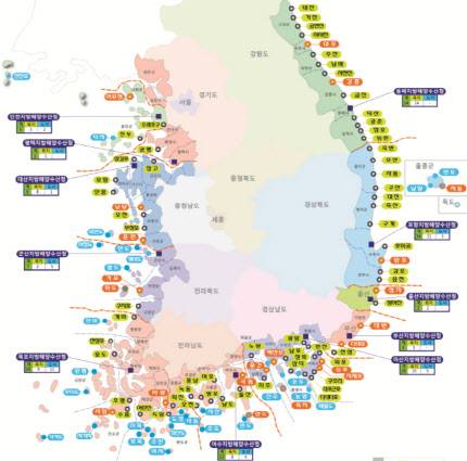 삼면 바다 주요 항구에 지정된 국가어항 모습이다. 현재 115곳이 국가어항으로 지정돼 있다. (자료=한국어촌어항공단)