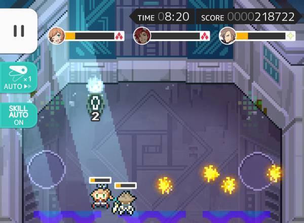 캐릭터가 죽으면 화면에 관이 표시되고, 지정된 숫자만큼 맞추면 캐릭터가 부활한다