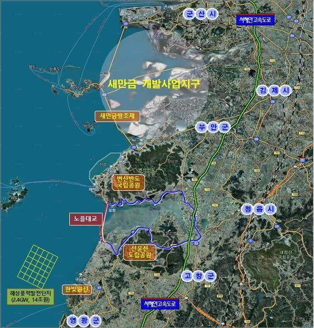 [전북=뉴시스] 노을대교 주변지역 현황도. *재판매 및 DB 금지