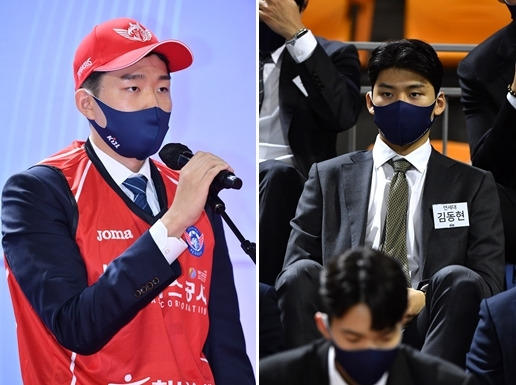 한국가스공사에 지명된 김진모(왼쪽)와 KCC에 지명된 동생 김동현 [KBL 제공. 재판매 및 DB 금지]