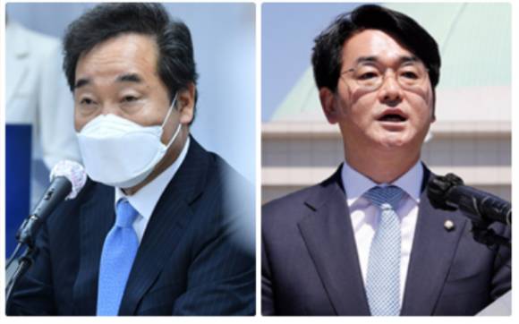 왼쪽부터 이낙연 전 대표, 박용진 의원. ⓒ연합뉴스