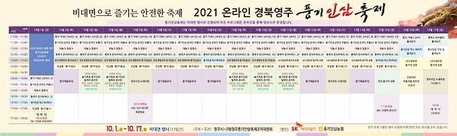 영주풍기인삼축제 일정표. (영주시 제공) 2021.09.30