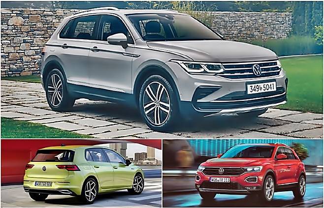 폭스바겐 티구안, 티록, 골프(사진 위부터 시계방향) [사진 출처 = 폭스바겐]
