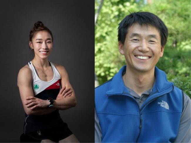 [사진]김자인(왼쪽)과 고(故) 이현조 /대한산악연맹 제공