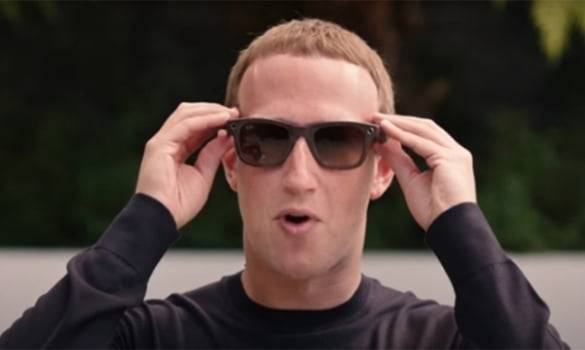 '레이밴 스토리즈'를 착용한 마크 저커버그 페이스북 CEO [사진=레이밴 유튜브 캡처]