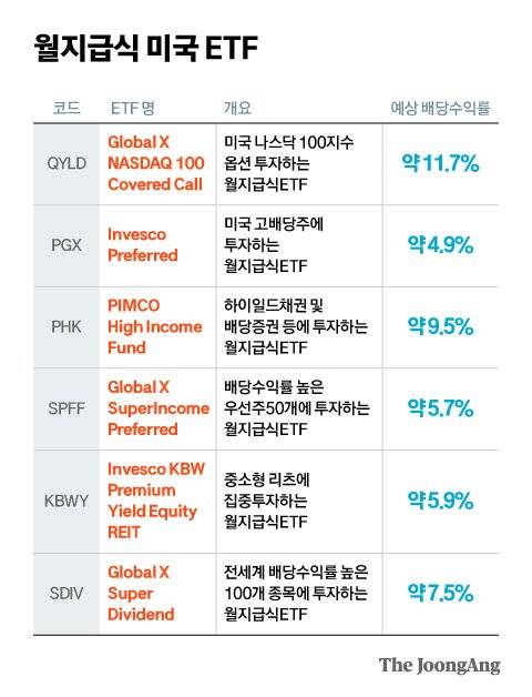 월지급식 미국 ETF. 그래픽=김현서 kim.hyeonseo12@joongang.co.kr