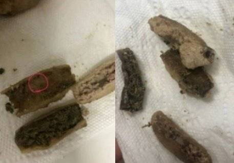 지난해 4월 논란이 된 소곱창 배설물 폭로 글에 첨부됐던 사진. [온라인 커뮤니티]