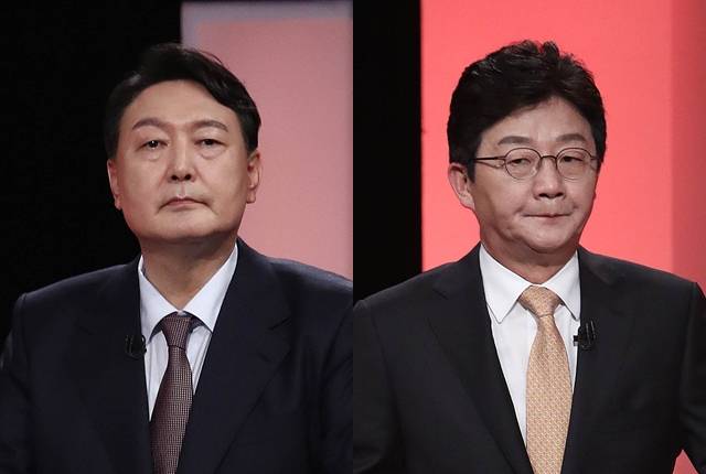 국민의힘 대선주자인 윤석열 전 검찰총장과 유승민 전 의원. 연합뉴스