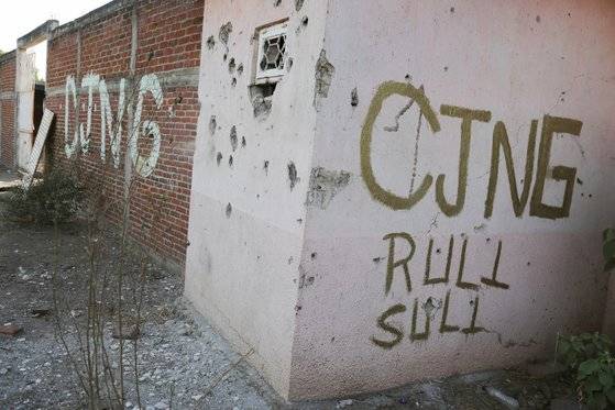 할리스코 신세대 카르텔(CJNG)과 지역 마약조직과 교전이 벌어진 멕시코의 아길리야. [로이터=연합뉴스]