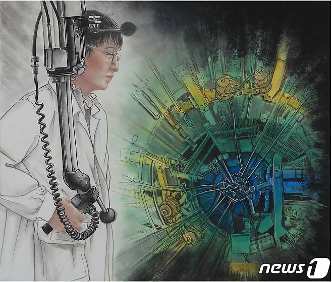 한국원자력연구원이 독자 기술로 설계하고 건설한 다목적 연구용원자로 ‘하나로’를 담은 8월 달력의 모습(원자력연 제공) © 뉴스1