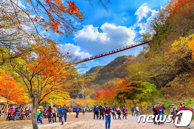 전북 순창군의 대표 관광지 강천산의 가을 풍경.(순창군 제공)2021.10.12/© 뉴스1